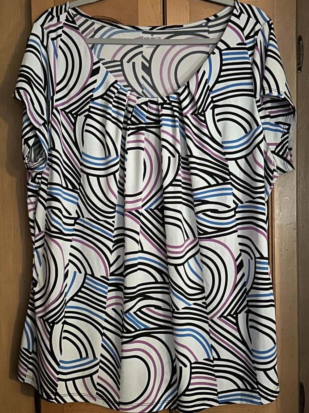 Plus Size Worthington Woman Pleated Stripped Top 2X